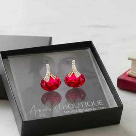 2/$40 Ladies Red Crystal Earrings  - Picture 7 of 11